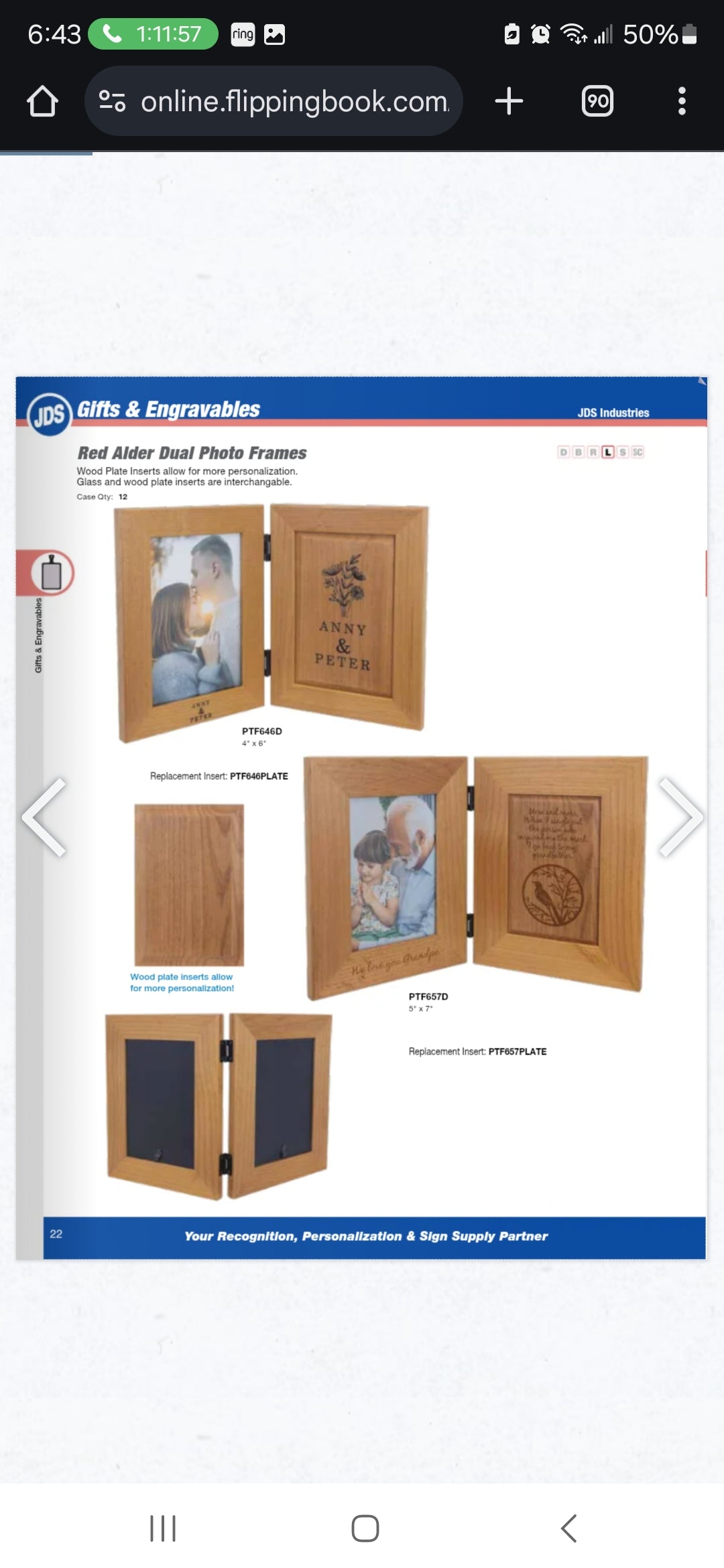 Genuine Red Alder Wood, Dual picture Frames