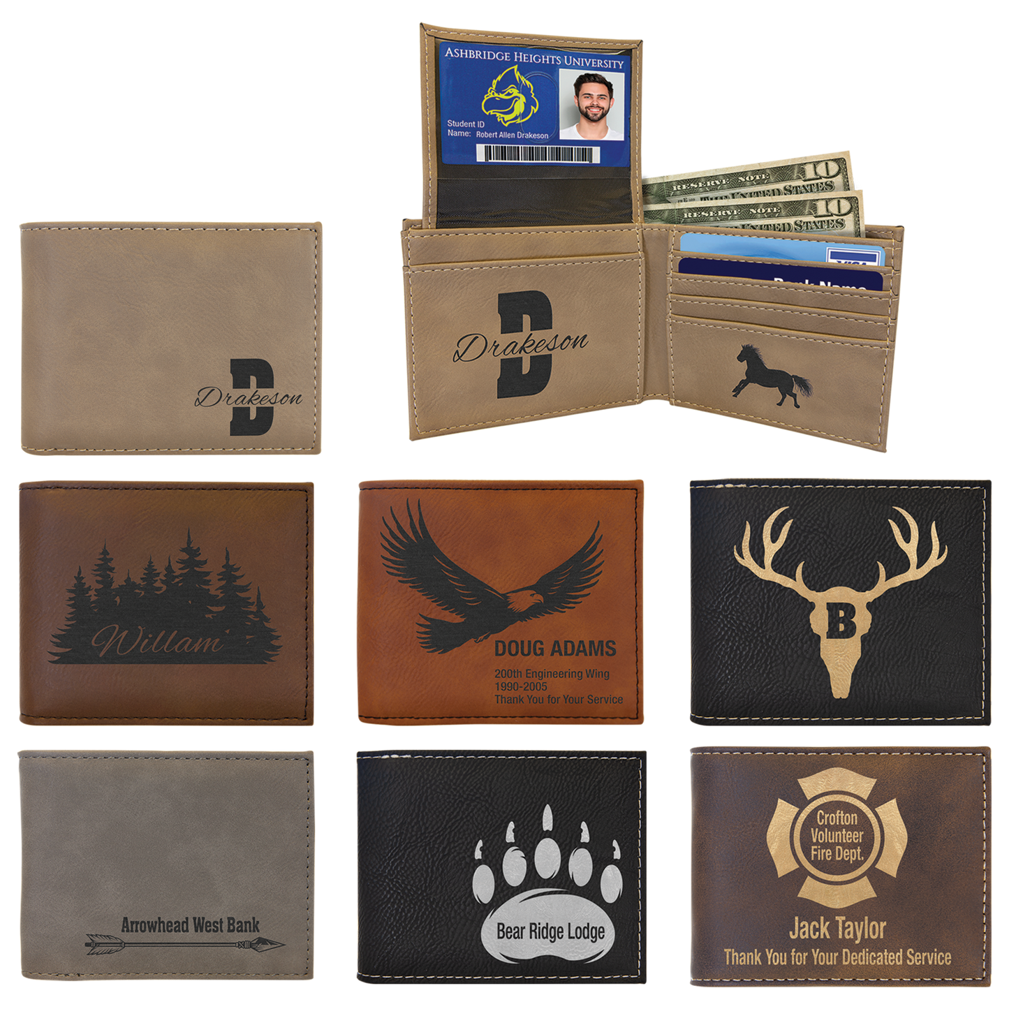 Leatherette Bi-Fold Wallets